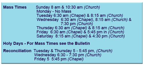 Mass and Reconciliation times